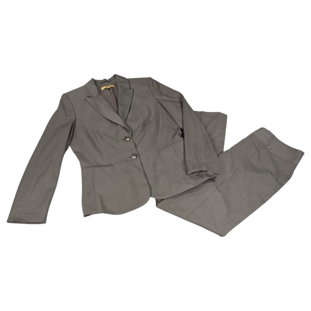 Alex Marie Sz 10 Suit Blazer Pants Trousers 2 PC Set Gray White Pinstripe Office